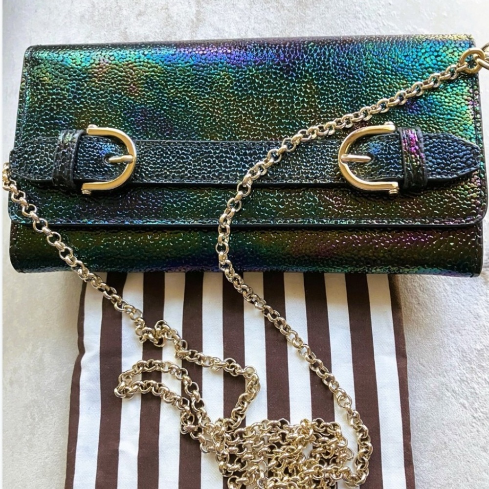 Henri Bendel Belmont Petrol Oil Slick Wallet On Chain
